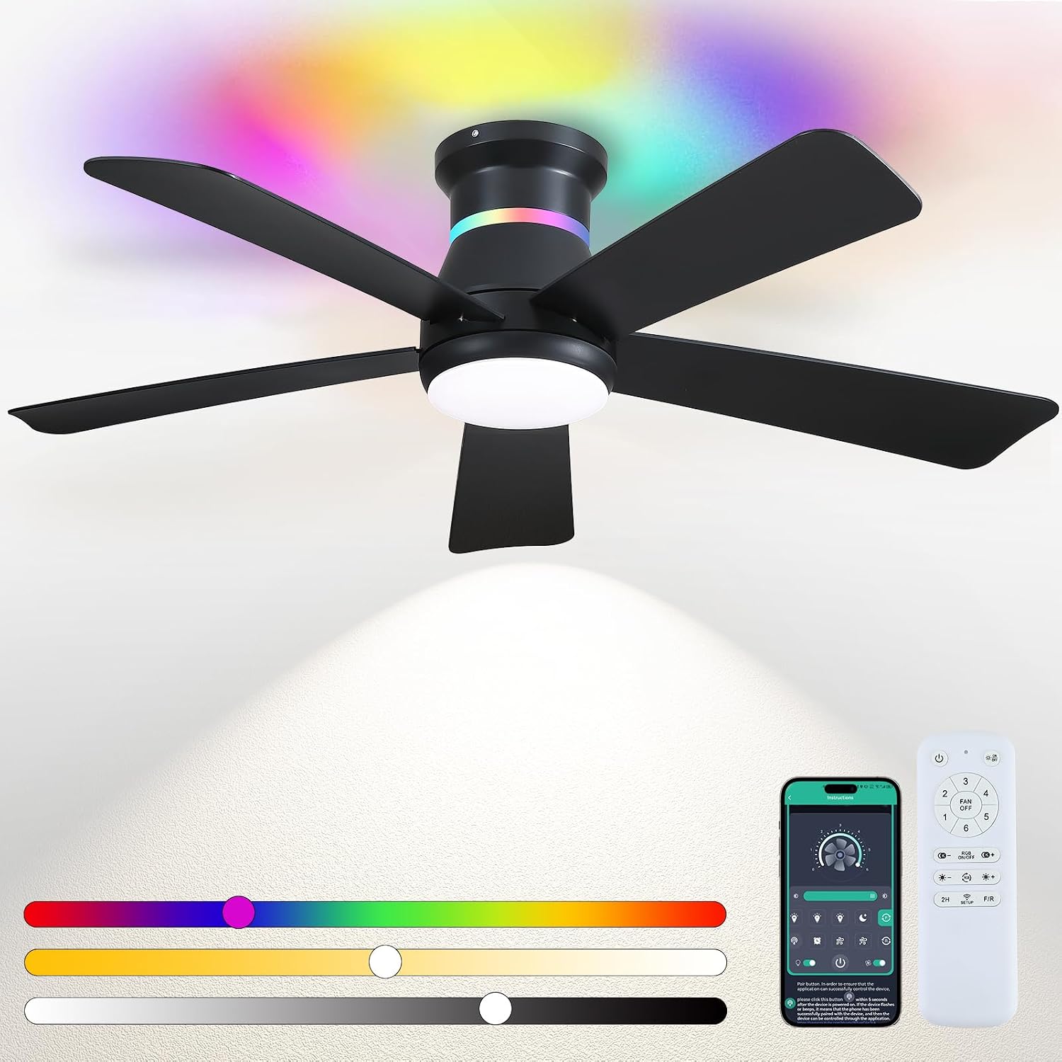 Outdoor Lighting Lowes - مروحة سقف سوداء مقاس 46 بوصة