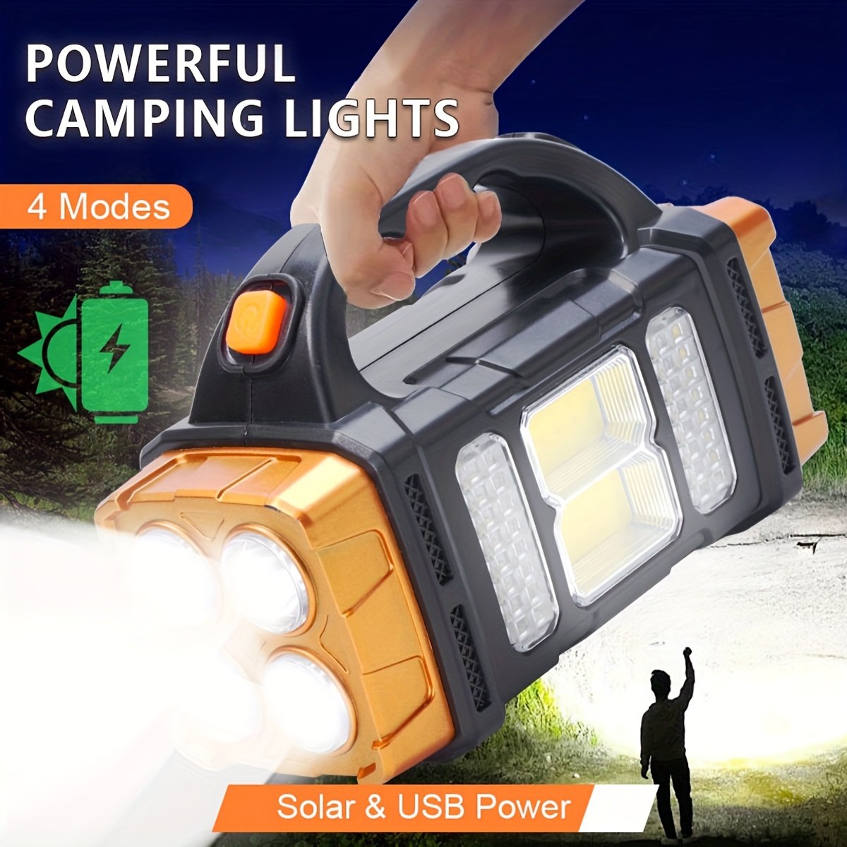 Outdoor Lighting Electric - مصباح يدوي LED شمسي عالي الطاقة