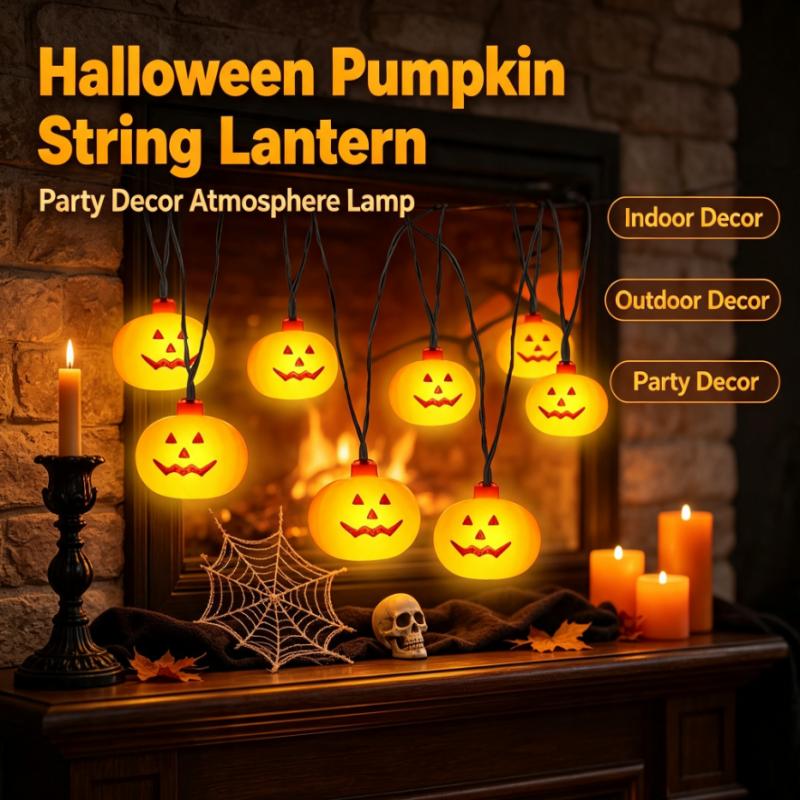 Outdoor Lighting Battery Powered - أضواء زينة على شكل قرع الهالوين