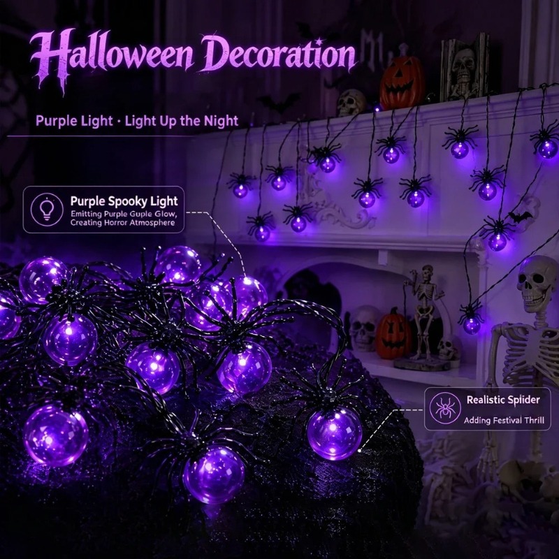 أضواء LED على شكل عنكبوت تعمل  - مراجعة Outdoor Lighting Battery Powered وسعره