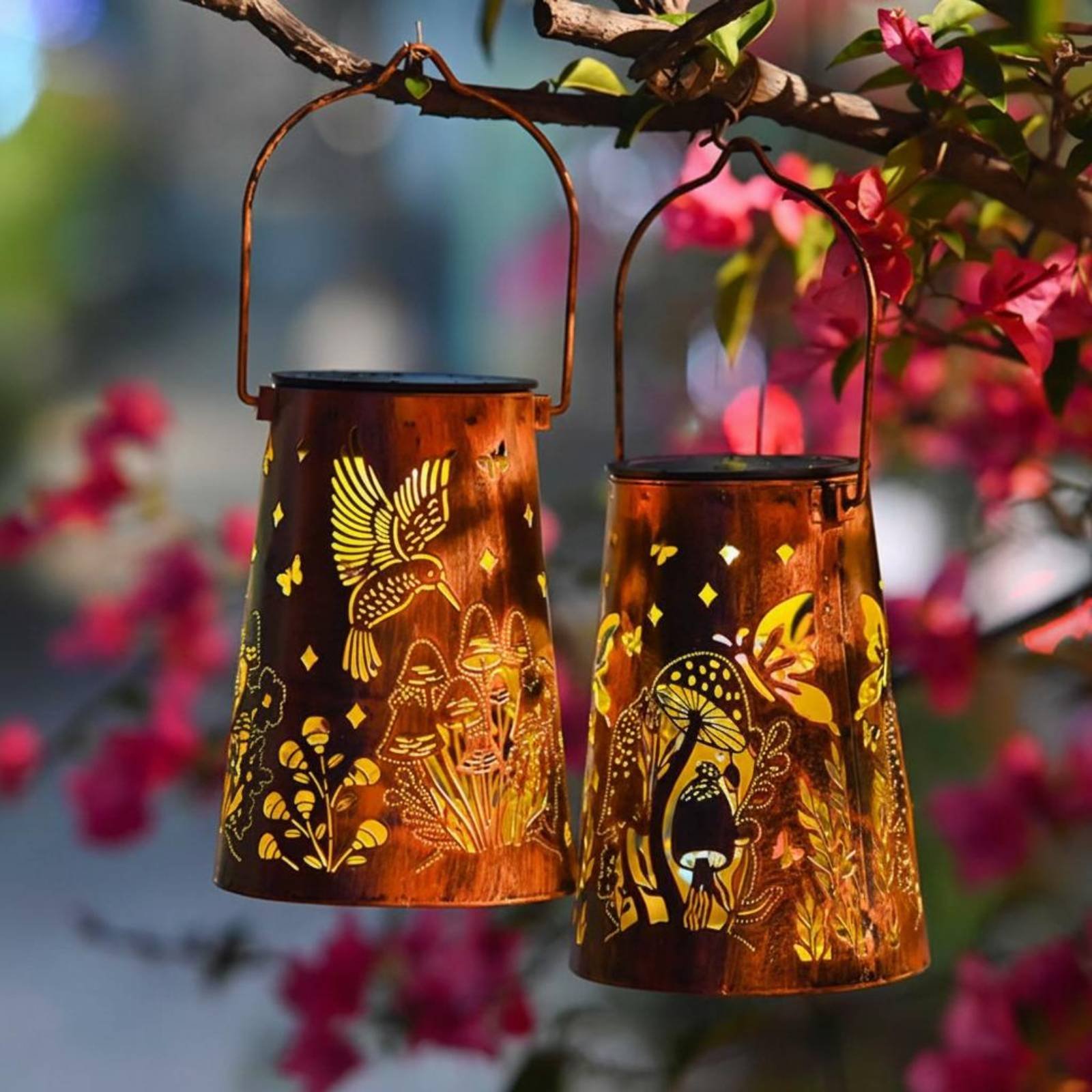 فانوس حديقة بنمط زهور، إضاءة خ - مراجعة Outdoor Lighting Battery Powered وسعره