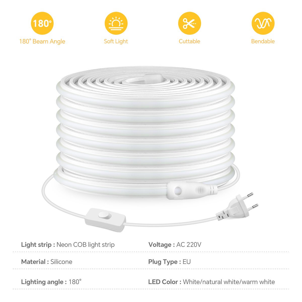 220 فولت COB Led قطاع عالية ال - مراجعة Outdoor Lighting Strip وسعره