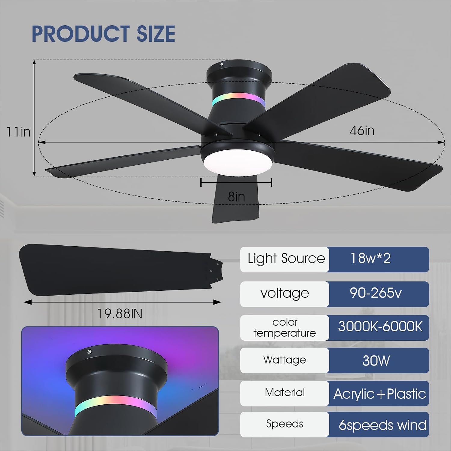 مروحة سقف سوداء مقاس 46 بوصة م - مراجعة Outdoor Lighting Lowes وسعره