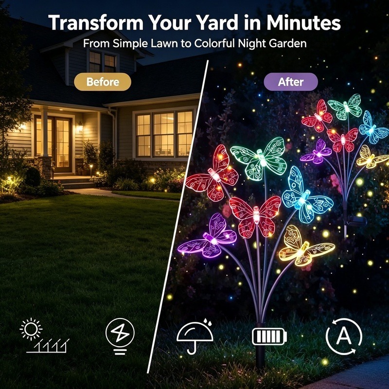 أضواء الفراشة تعمل بالطاقة الش - مراجعة Outdoor Lighting Battery Powered وسعره
