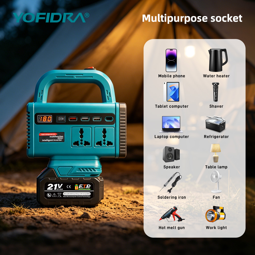 محول طاقة محمول YOFIDRA 220 فو - مراجعة Outdoor Lighting Battery Powered وسعره