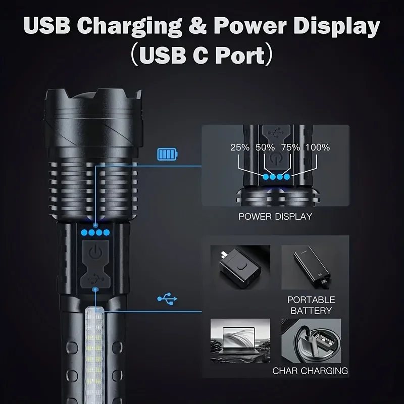 مصباح يدوي LED قوي مع شاشة عرض - مراجعة Outdoor Lighting Battery Powered وسعره
