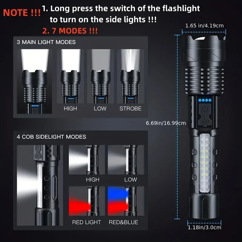 مصباح يدوي LED قوي مع شاشة عرض - مراجعة Outdoor Lighting Battery Powered وسعره